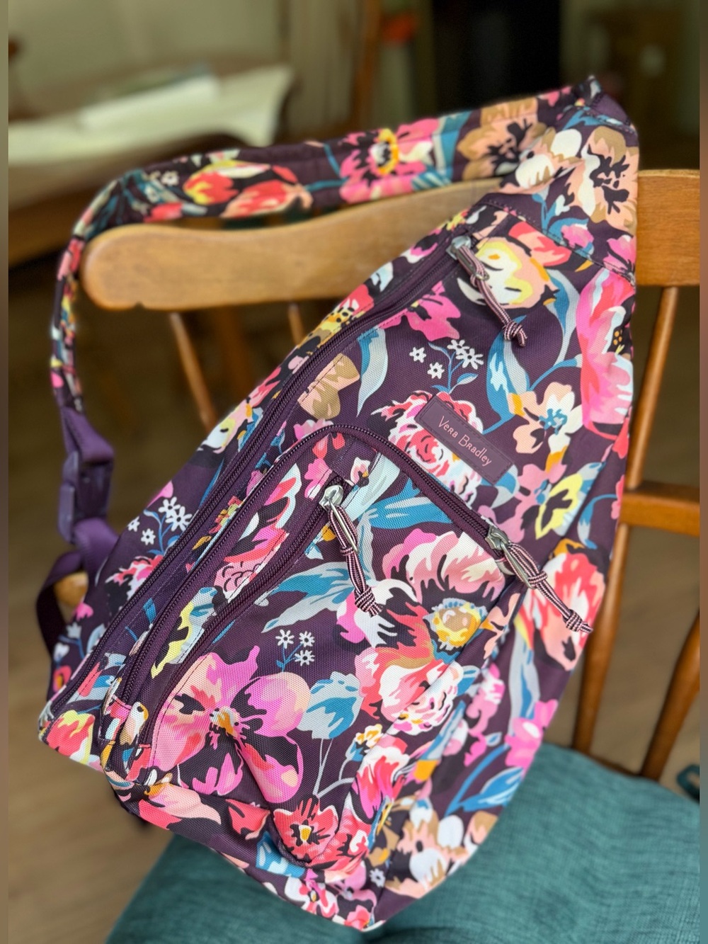 Vera Bradley Plum Floral Crossbody Sling Backpack